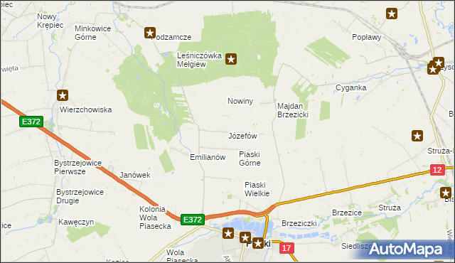 mapa Józefów gmina Piaski, Józefów gmina Piaski na mapie Targeo
