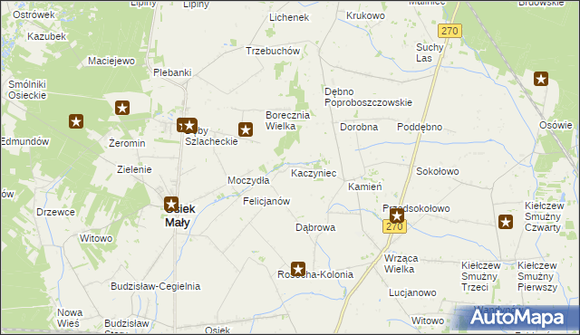 mapa Kaczyniec gmina Koło, Kaczyniec gmina Koło na mapie Targeo