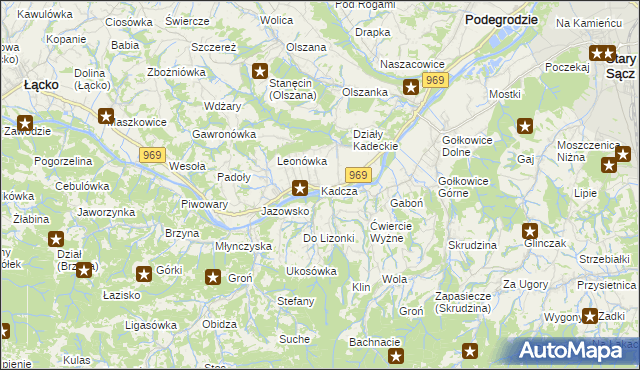 mapa Kadcza, Kadcza na mapie Targeo