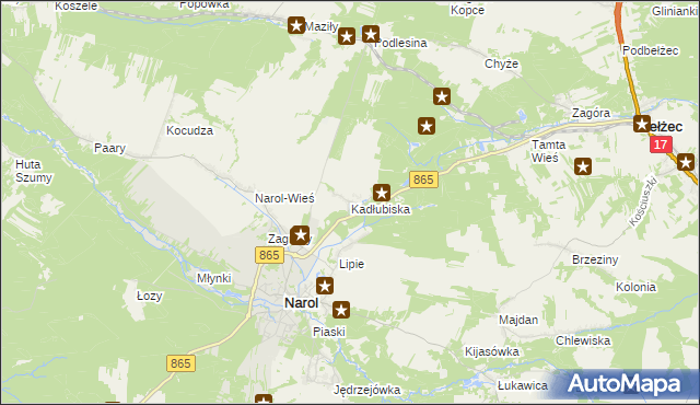 mapa Kadłubiska gmina Narol, Kadłubiska gmina Narol na mapie Targeo