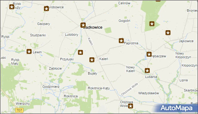 mapa Kaleń gmina Sadkowice, Kaleń gmina Sadkowice na mapie Targeo