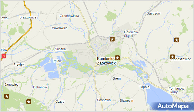 mapa Kamieniec Ząbkowicki, Kamieniec Ząbkowicki na mapie Targeo