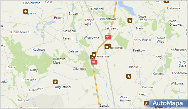 mapa Kamienna gmina Lubień Kujawski, Kamienna gmina Lubień Kujawski na mapie Targeo