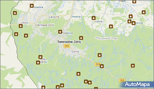 mapa Kamienna Góra gmina Mirsk, Kamienna Góra gmina Mirsk na mapie Targeo