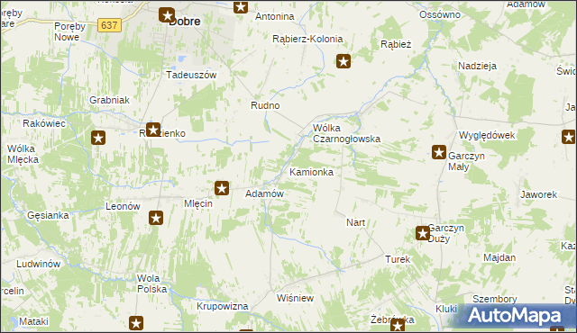 mapa Kamionka gmina Jakubów, Kamionka gmina Jakubów na mapie Targeo