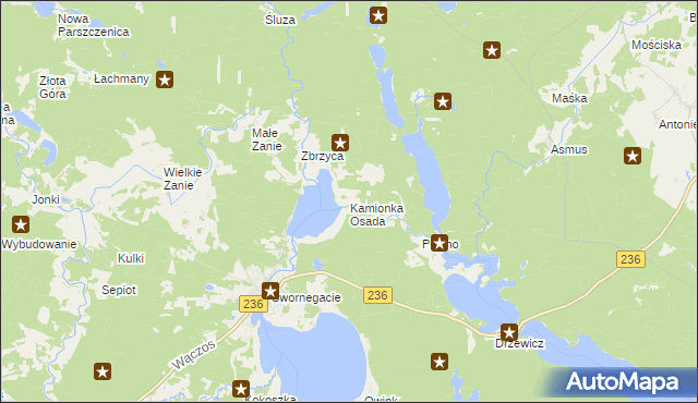 mapa Kamionka Osada, Kamionka Osada na mapie Targeo