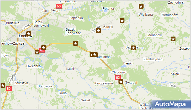 mapa Kamionna gmina Łochów, Kamionna gmina Łochów na mapie Targeo