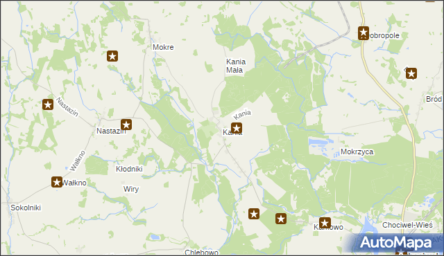 mapa Kania gmina Chociwel, Kania gmina Chociwel na mapie Targeo