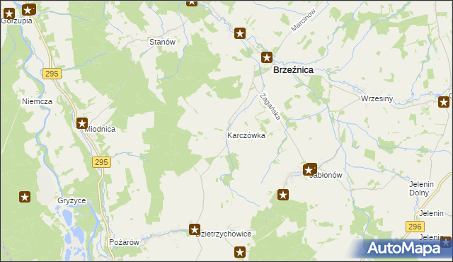 mapa Karczówka gmina Brzeźnica, Karczówka gmina Brzeźnica na mapie Targeo