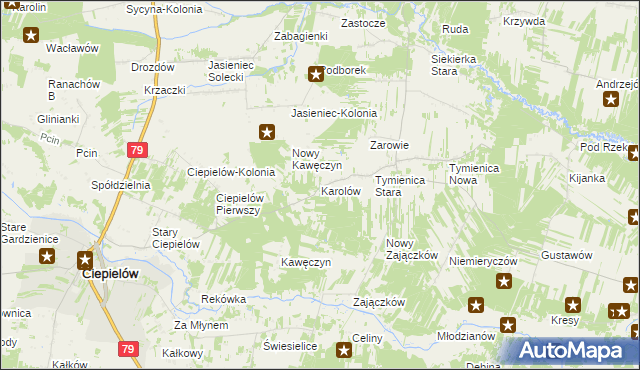 mapa Karolów gmina Chotcza, Karolów gmina Chotcza na mapie Targeo