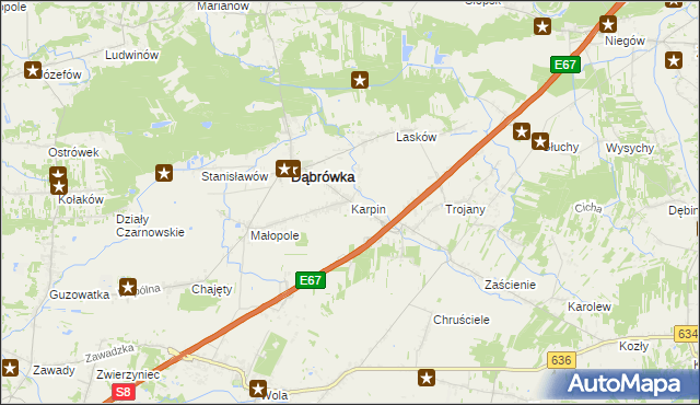 mapa Karpin gmina Dąbrówka, Karpin gmina Dąbrówka na mapie Targeo