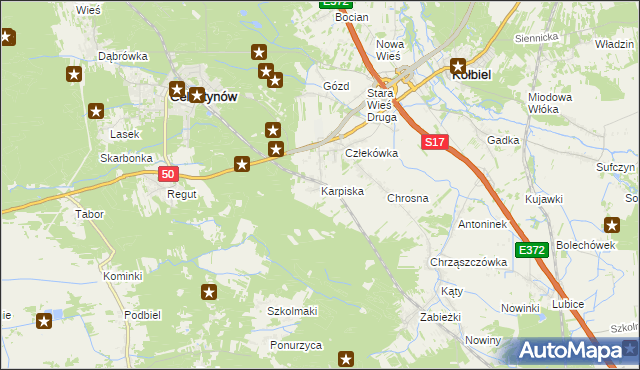 mapa Karpiska, Karpiska na mapie Targeo