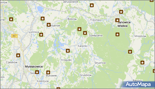 mapa Karpniki gmina Mysłakowice, Karpniki gmina Mysłakowice na mapie Targeo