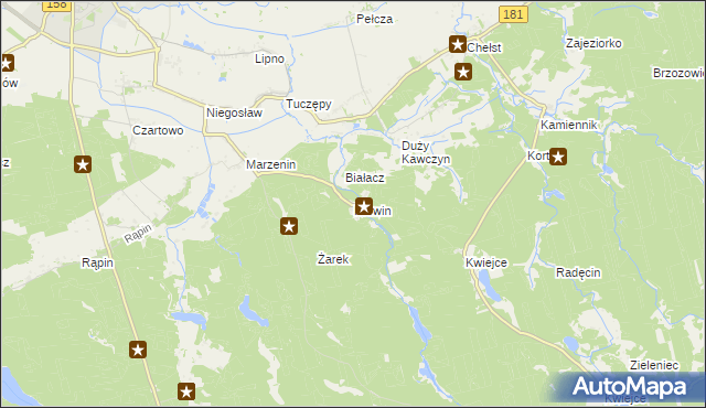 mapa Karwin gmina Drezdenko, Karwin gmina Drezdenko na mapie Targeo