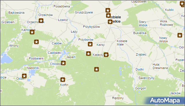 mapa Katarzynów gmina Kobiele Wielkie, Katarzynów gmina Kobiele Wielkie na mapie Targeo