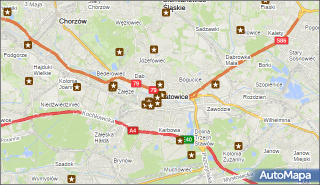 mapa Katowic, Katowice na mapie Targeo