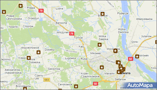mapa Kąty gmina Góra Kalwaria, Kąty gmina Góra Kalwaria na mapie Targeo