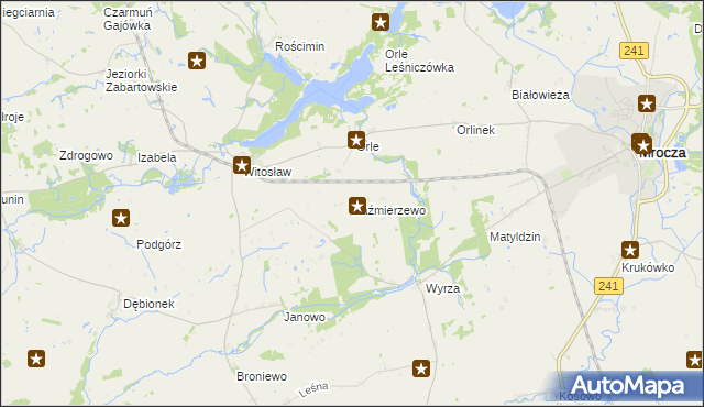 mapa Kaźmierzewo gmina Mrocza, Kaźmierzewo gmina Mrocza na mapie Targeo