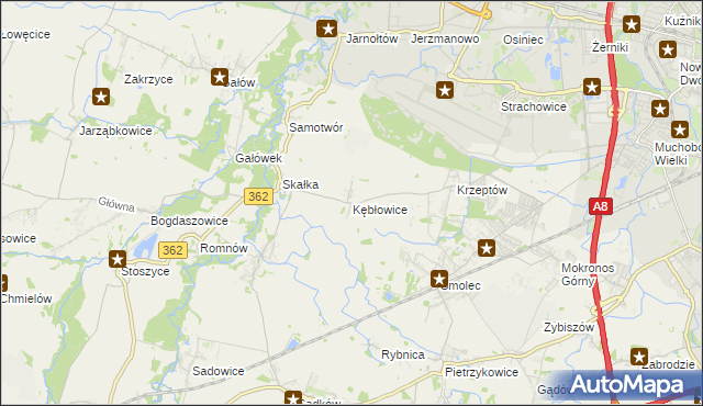 mapa Kębłowice gmina Kąty Wrocławskie, Kębłowice gmina Kąty Wrocławskie na mapie Targeo
