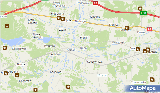 mapa Kępa gmina Kotuń, Kępa gmina Kotuń na mapie Targeo