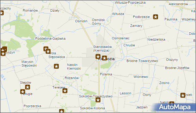 mapa Kiernozia, Kiernozia na mapie Targeo