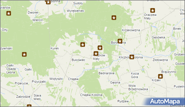 mapa Kliczków Mały, Kliczków Mały na mapie Targeo
