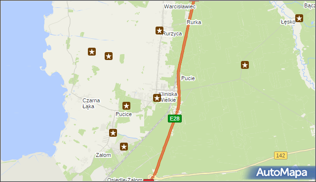 mapa Kliniska Wielkie, Kliniska Wielkie na mapie Targeo