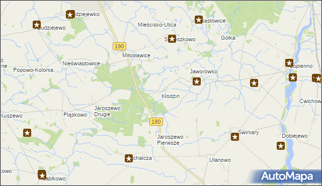 mapa Kłodzin gmina Mieścisko, Kłodzin gmina Mieścisko na mapie Targeo