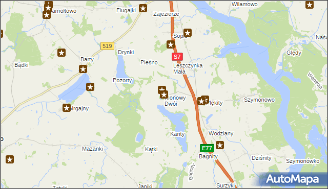 mapa Klonowy Dwór, Klonowy Dwór na mapie Targeo