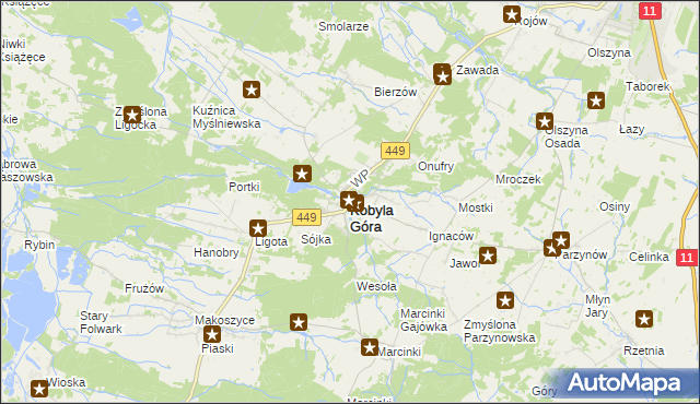 mapa Kobyla Góra powiat ostrzeszowski, Kobyla Góra powiat ostrzeszowski na mapie Targeo