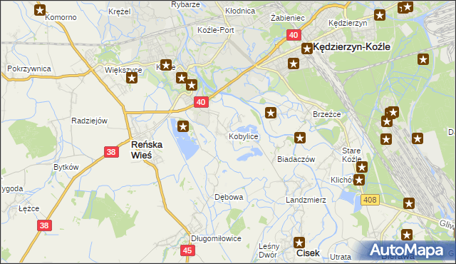 mapa Kobylice gmina Cisek, Kobylice gmina Cisek na mapie Targeo