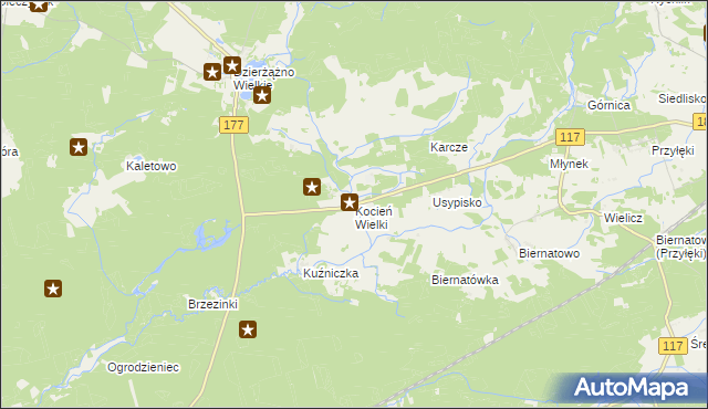 mapa Kocień Wielki, Kocień Wielki na mapie Targeo