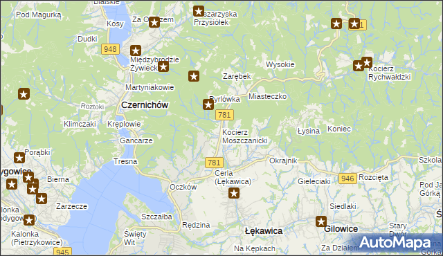 mapa Kocierz Moszczanicki, Kocierz Moszczanicki na mapie Targeo