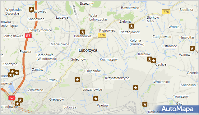 mapa Kocmyrzów, Kocmyrzów na mapie Targeo
