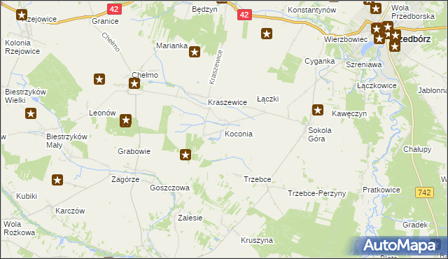 mapa Koconia, Koconia na mapie Targeo