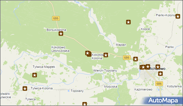 mapa Kokotowo Kolonia, Kokotowo Kolonia na mapie Targeo