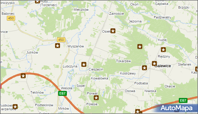 mapa Kolonia Osiek gmina Galewice, Kolonia Osiek gmina Galewice na mapie Targeo