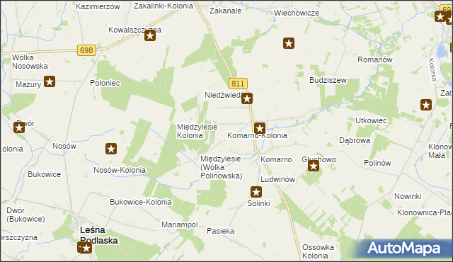 mapa Komarno-Kolonia, Komarno-Kolonia na mapie Targeo