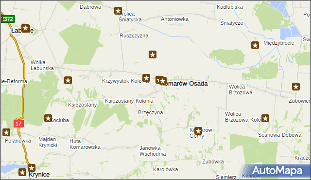 mapa Komarów Dolny, Komarów Dolny na mapie Targeo