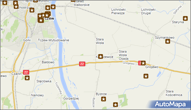 mapa Kończewice gmina Miłoradz, Kończewice gmina Miłoradz na mapie Targeo