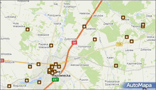 mapa Konopnica gmina Rawa Mazowiecka, Konopnica gmina Rawa Mazowiecka na mapie Targeo
