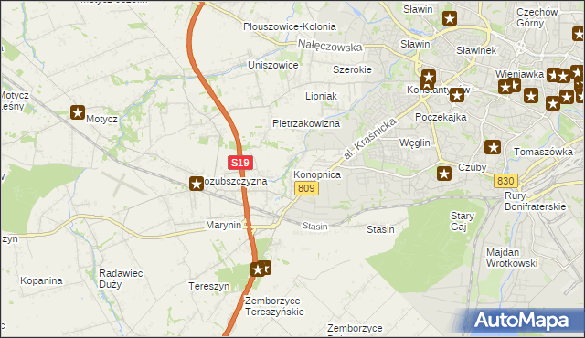 mapa Konopnica powiat lubelski, Konopnica powiat lubelski na mapie Targeo