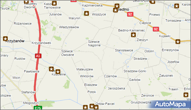 mapa Konstantynów gmina Bedlno, Konstantynów gmina Bedlno na mapie Targeo