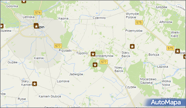 mapa Konstantynów gmina Gąbin, Konstantynów gmina Gąbin na mapie Targeo