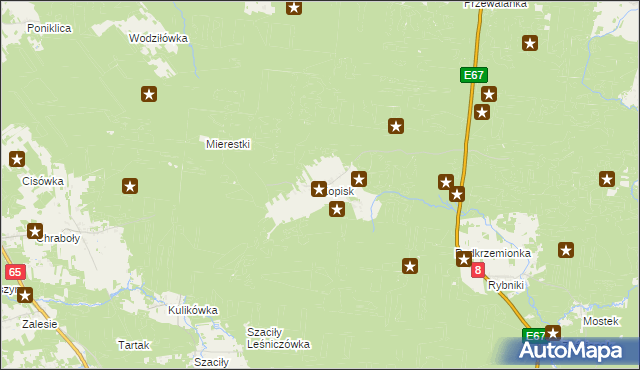 mapa Kopisk, Kopisk na mapie Targeo