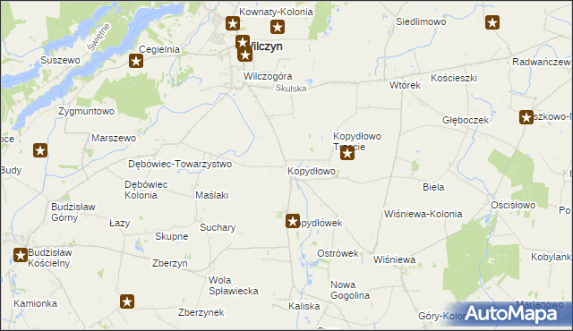 mapa Kopydłowo gmina Wilczyn, Kopydłowo gmina Wilczyn na mapie Targeo