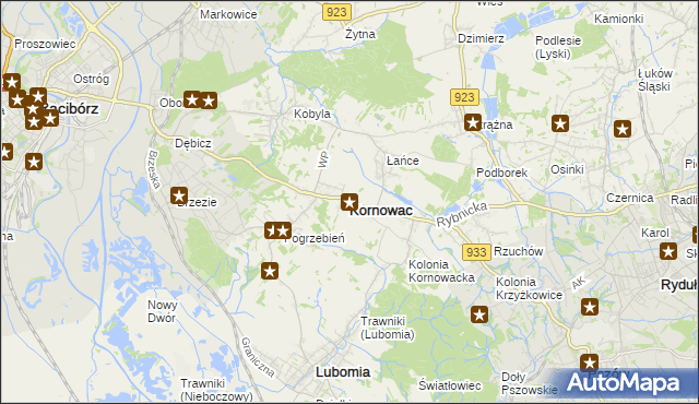 mapa Kornowac, Kornowac na mapie Targeo