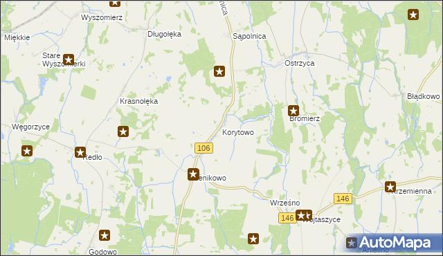 mapa Korytowo gmina Maszewo, Korytowo gmina Maszewo na mapie Targeo