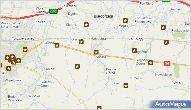 mapa Kosina, Kosina na mapie Targeo