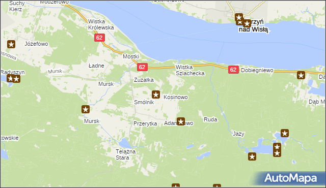 mapa Kosinowo gmina Włocławek, Kosinowo gmina Włocławek na mapie Targeo